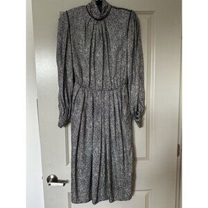 Vintage Nina Ricci Paris Silk Black White Mockneck Long Sleeve Dress Size 6